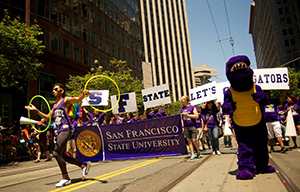 SF State students, faculty and staff marching down Market Street during San Francisco Pride 2013.